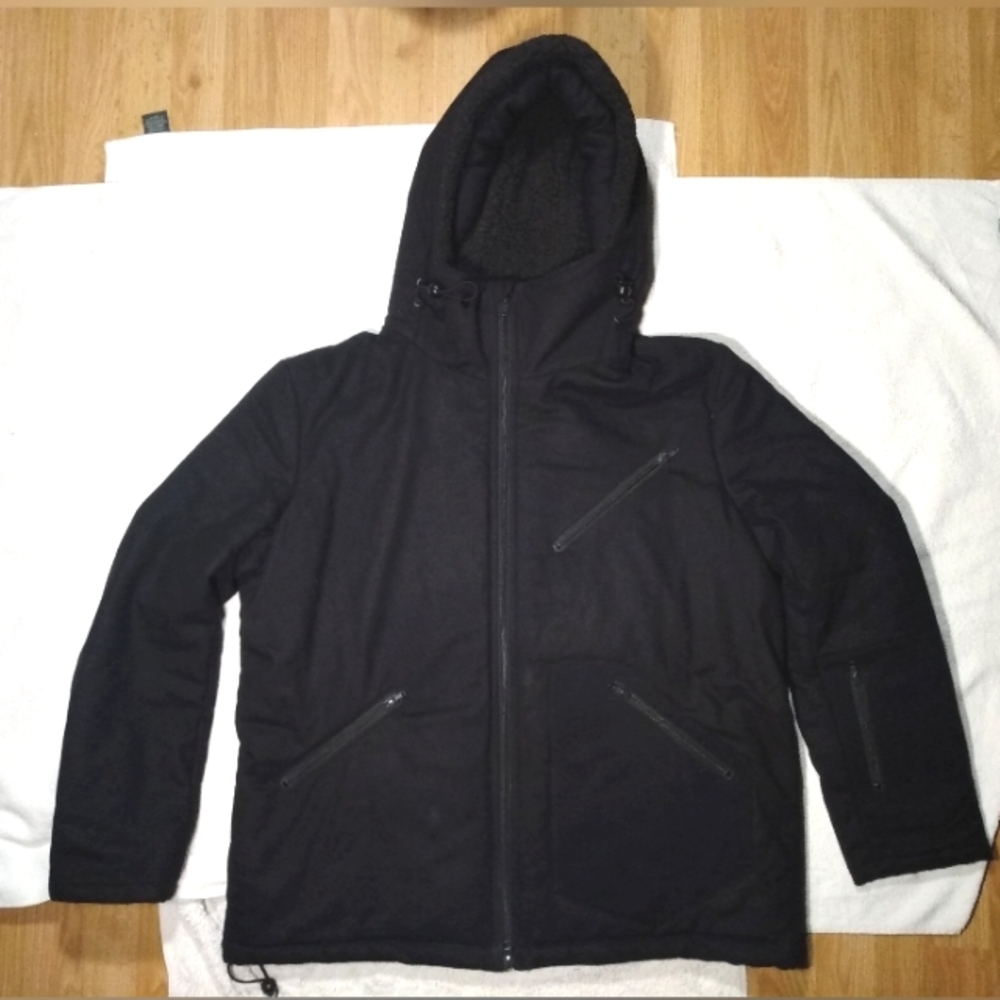 Y-3 Adidas Japan Heavy Wool Blend Lined Deep Pile Fleece Hoodie Winter Jacket XL
